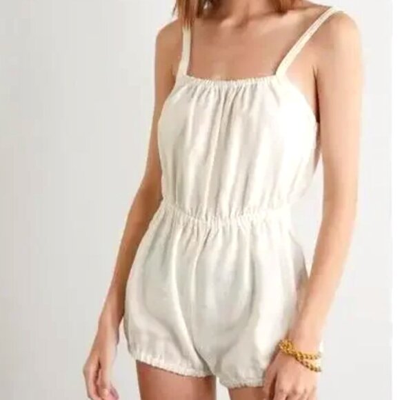 NWT Suzie Kondi Dassia 100% Linen Romper Neutral Beige Size L $275 - Picture 1 of 9